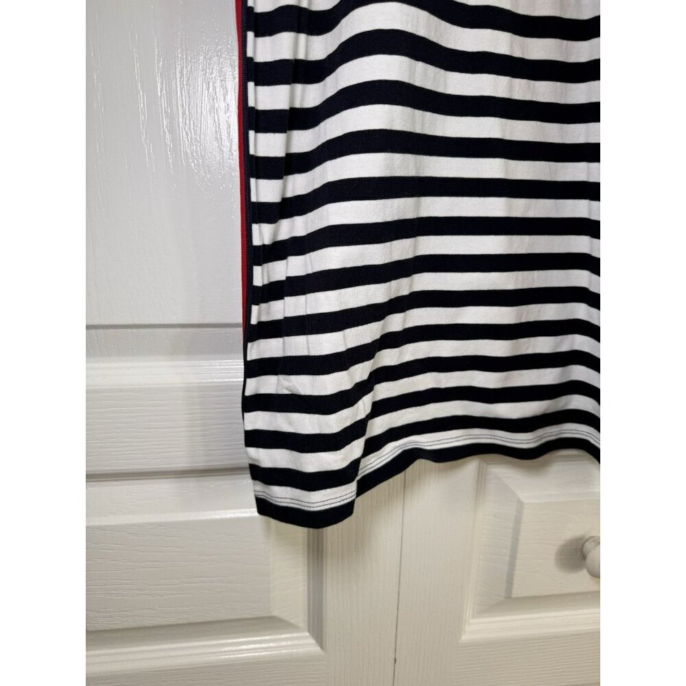 Tommy Hilfiger Striped Dress M Black White V-Neck Nautical Red Stripe - Picture 4 of 7